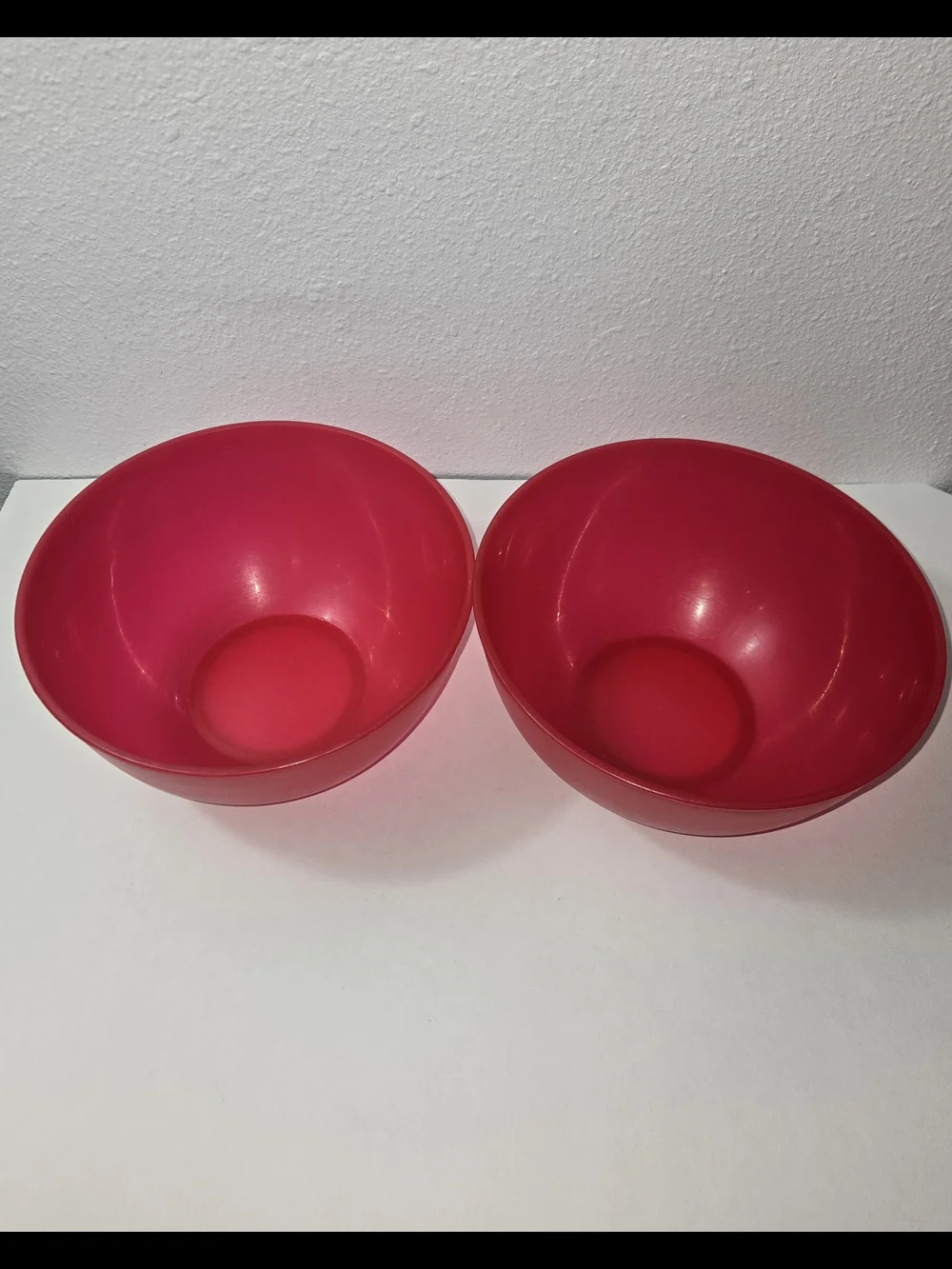 Bright Red Plastic Serving Bowls - Set of 2
